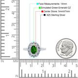 Halo Vintage Style Art Deco Solitaire Accent Oval Wedding Engagement Ring Simulated Cubic Zirconia 925 Sterling Silver
