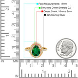 Teardrop Pear Art Deco Vintage Engagement Ring Round Simulated Cubic Zirconia 925 Sterling Silver