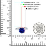 Vintage Art Deco Wedding Ring Round Simulated Cubic Zirconia 925 Sterling Silver
