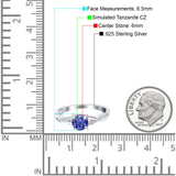 Art Deco Wedding Engagement Ring Round Simulated Cubic Zirconia 925 Sterling Silver