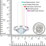 Oval Art Deco Wedding Engagement Bridal Ring Accent Vintage Round Simulated Cubic Zirconia 925 Sterling Silver