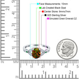 Oval Green Emerald Art Deco Wedding Engagement Bridal Ring Accent Vintage Round Simulated Cubic Zirconia 925 Sterling Silver