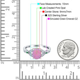 Oval Green Emerald Art Deco Wedding Engagement Bridal Ring Accent Vintage Round Simulated Cubic Zirconia 925 Sterling Silver