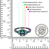 Oval Green Emerald Art Deco Wedding Engagement Bridal Ring Accent Vintage Round Simulated Cubic Zirconia 925 Sterling Silver