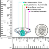 Oval Blue Aquamarine Art Deco Wedding Engagement Bridal Ring Accent Vintage Round Simulated Cubic Zirconia 925 Sterling Silver