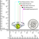 Oval Blue Aquamarine Art Deco Wedding Engagement Bridal Ring Accent Vintage Round Simulated Cubic Zirconia 925 Sterling Silver