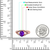 Split Shank Halo Oval Wedding Engagement Ring Black Round Simulated Cubic Zirconia 925 Sterling Silver