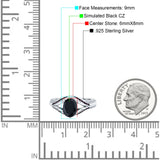 Split Shank Halo Oval Wedding Engagement Ring Black Round Simulated Cubic Zirconia 925 Sterling Silver