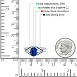 Split Shank Halo Oval Wedding Engagement Ring Black Round Simulated Cubic Zirconia 925 Sterling Silver