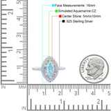 Halo Art Deco Marquise Wedding Bridal Ring Round Simulated Cubic Zirconia 925 Sterling Silver
