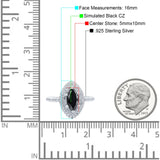 Halo Art Deco Marquise Wedding Bridal Ring Round Simulated Cubic Zirconia 925 Sterling Silver