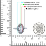 Halo Art Deco Marquise Wedding Bridal Ring Round Simulated Cubic Zirconia 925 Sterling Silver