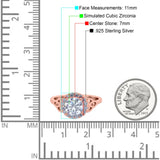 Halo Art Deco Wedding Engagement Ring Round Simulated Cubic Zirconia 925 Sterling Silver