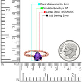 Teardrop Art Deco Pear Wedding Engagement Ring Round Simulated Cubic Zirconia 925 Sterling Silver