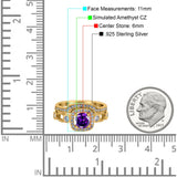 Two Piece Art Deco Wedding Engagement Bridal Set Ring Band Round Simulated Cubic Zirconia 925 Sterling Silver