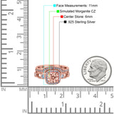 Two Piece Art Deco Wedding Engagement Bridal Set Ring Band Round Simulated Cubic Zirconia 925 Sterling Silver