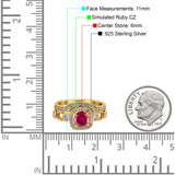 Two Piece Art Deco Wedding Engagement Bridal Set Ring Band Round Simulated Cubic Zirconia 925 Sterling Silver