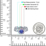 Two Piece Art Deco Wedding Engagement Bridal Set Ring Band Round Simulated Cubic Zirconia 925 Sterling Silver