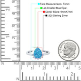 Teardrop Art Deco Pear Wedding Engagement Ring Round Simulated Cubic Zirconia 925 Sterling Silver