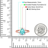 Teardrop Art Deco Pear Wedding Engagement Ring Round Simulated Cubic Zirconia 925 Sterling Silver