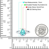 Teardrop Art Deco Pear Wedding Engagement Ring Round Simulated Cubic Zirconia 925 Sterling Silver
