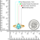 Teardrop Art Deco Pear Wedding Engagement Ring Round Simulated Cubic Zirconia 925 Sterling Silver