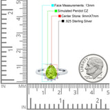 Teardrop Art Deco Pear Wedding Engagement Ring Round Simulated Cubic Zirconia 925 Sterling Silver