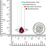 Teardrop Art Deco Pear Wedding Engagement Ring Round Simulated Cubic Zirconia 925 Sterling Silver