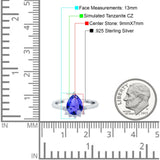 Teardrop Art Deco Pear Wedding Engagement Ring Round Simulated Cubic Zirconia 925 Sterling Silver