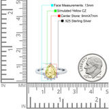 Teardrop Art Deco Pear Wedding Engagement Ring Round Simulated Cubic Zirconia 925 Sterling Silver