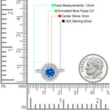 Halo Art Deco Wedding Engagement Bridal Ring Round Simulated Cubic Zirconia 925 Sterling Silver