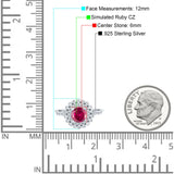 Halo Art Deco Wedding Engagement Bridal Ring Round Simulated Cubic Zirconia 925 Sterling Silver