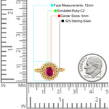 Halo Art Deco Wedding Engagement Bridal Ring Round Simulated Cubic Zirconia 925 Sterling Silver