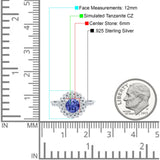 Halo Art Deco Wedding Engagement Bridal Ring Round Simulated Cubic Zirconia 925 Sterling Silver