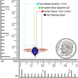 Starburst Teardrop Dainty Art Deco Pear Wedding Bridal Ring Round Simulated Cubic Zirconia 925 Sterling Silver