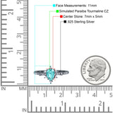 Starburst Teardrop Dainty Art Deco Pear Wedding Bridal Ring Round Simulated Cubic Zirconia 925 Sterling Silver