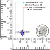 Starburst Teardrop Dainty Art Deco Pear Wedding Bridal Ring Round Simulated Cubic Zirconia 925 Sterling Silver
