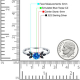 Art Deco Engagement Ring Simulated Black Round Simulated Cubic Zirconia 925 Sterling Silver