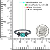 Art Deco Engagement Ring Simulated Black Round Simulated Cubic Zirconia 925 Sterling Silver