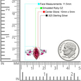 Infinity Twist Marquise Wedding Ring Simulated Cubic Zirconia & Ruby 925 Sterling Silver