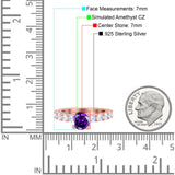 Art Deco Wedding Bridal Ring Round Simulated Cubic Zirconia 925 Sterling Silver