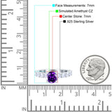 Art Deco Wedding Bridal Ring Round Simulated Cubic Zirconia 925 Sterling Silver