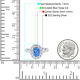 Oval Art Deco Halo Engagement Wedding Bridal Ring Round Simulated Cubic Zirconia 925 Sterling Silver