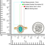 Oval Art Deco Halo Engagement Wedding Bridal Ring Round Simulated Cubic Zirconia 925 Sterling Silver