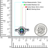 Oval Art Deco Halo Engagement Wedding Bridal Ring Round Simulated Cubic Zirconia 925 Sterling Silver