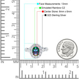 Oval Art Deco Halo Engagement Wedding Bridal Ring Round Simulated Cubic Zirconia 925 Sterling Silver