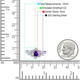 Halo Art Deco Cluster Floral Wedding Engagement Ring Round Simulated Cubic Zirconia 925 Sterling Silver