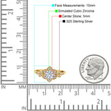 Halo Art Deco Cluster Floral Wedding Engagement Ring Round Simulated Cubic Zirconia 925 Sterling Silver