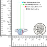 Art Deco Emerald Cut Wedding Bridal Ring Round Simulated Cubic Zirconia 925 Sterling Silver