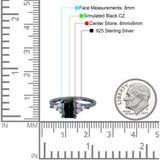 Art Deco Emerald Cut Wedding Bridal Ring Round Simulated Cubic Zirconia 925 Sterling Silver